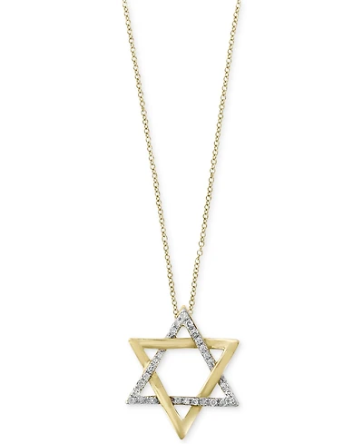 D'Oro by Effy Diamond Star of David Pendant Necklace (1/10 ct. t.w.) in 14k Gold