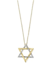 D'Oro by Effy Diamond Star of David Pendant Necklace (1/10 ct. t.w.) in 14k Gold