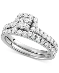 Diamond Princess Cut Halo Bridal Set (1-1/2 ct. t.w.) in 14k White Gold
