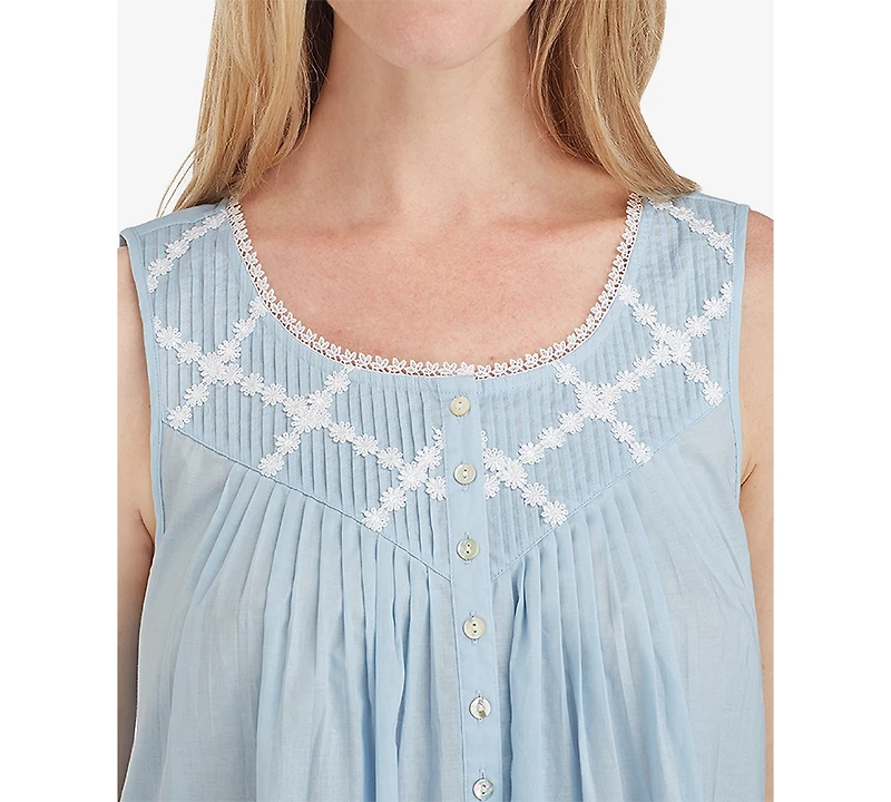 Eileen West Lace-Trimmed Cotton Ballet-Length Nightgown