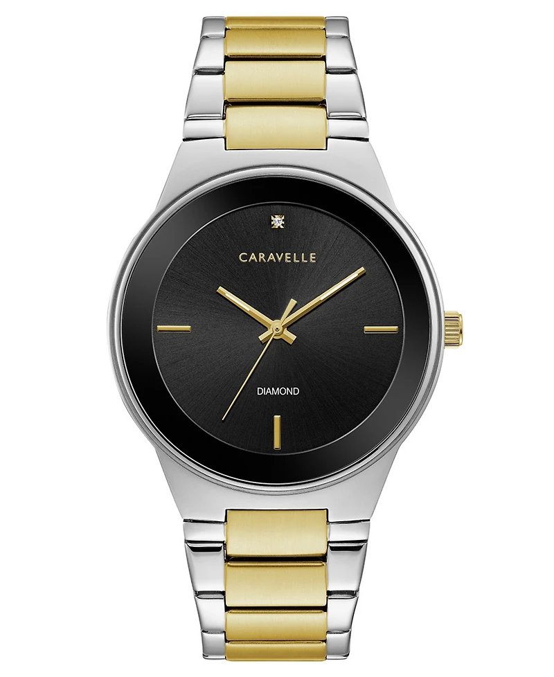 Caravelle Designed by Bulova Men's Diamond-Accent Two-Tone Stainless Steel Bracelet Watch 40mm