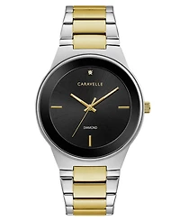 Caravelle Designed by Bulova Men's Diamond-Accent Two-Tone Stainless Steel Bracelet Watch 40mm