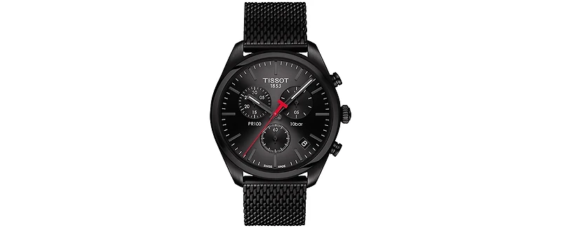 Tissot Men's Swiss Chronograph T-Classic Pr 100 Black Pvd Stainless Steel Mesh Bracelet Watch 41mm