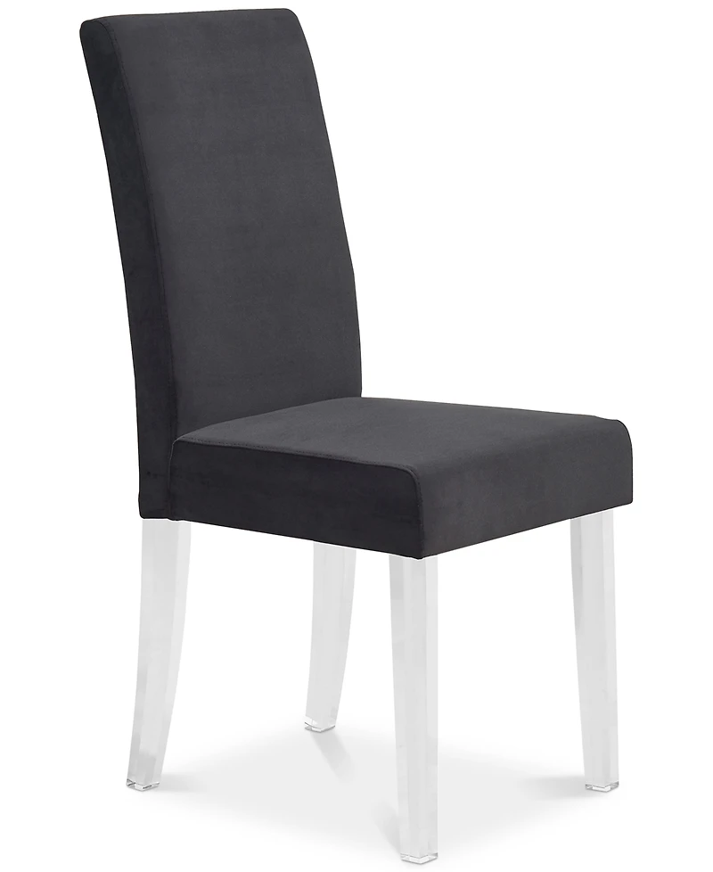 Dalia Modern and Contemporary Dining Chair Black Velvet with Acrylic Legs - Set of 2