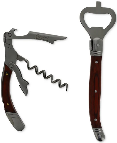 French Home Laguiole Bottle Opener Bar Set with Pakkawood Handles, 2 Piece.