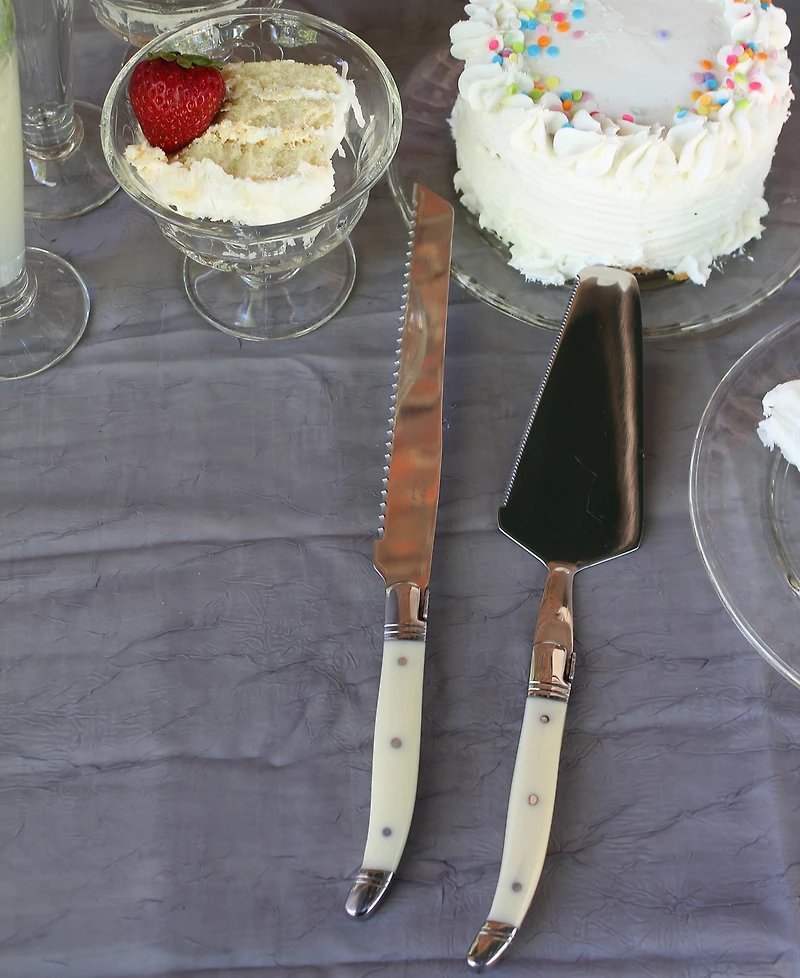 French Home Laguiole Faux Ivory Conoisseur Cake Slicer and Server Set, 2 Piece.