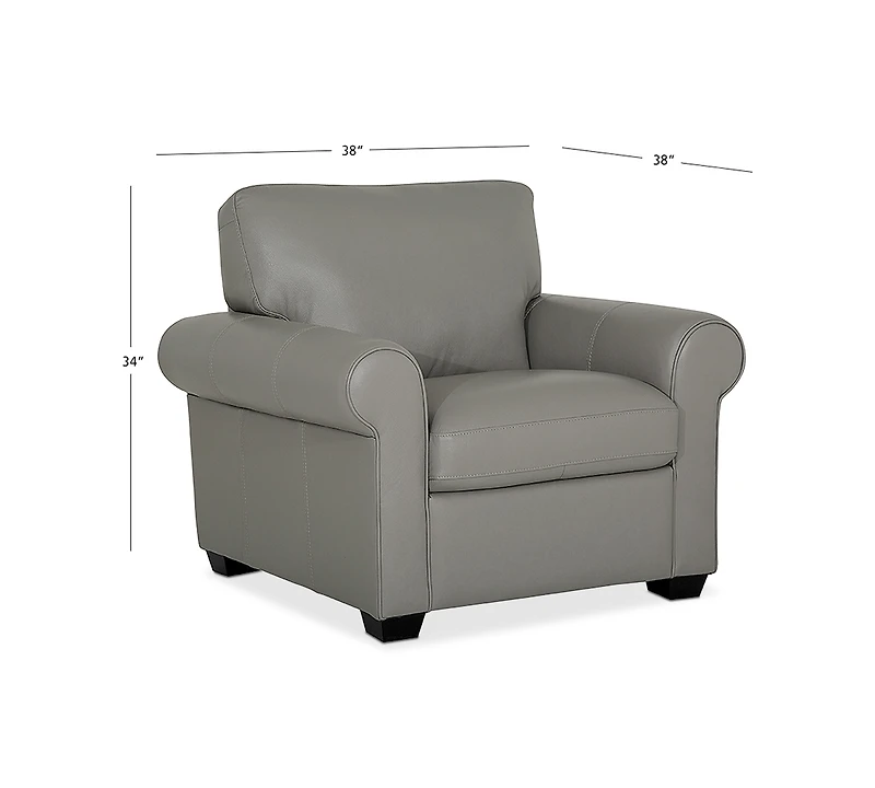 Orid 36" Leather Roll Arm Chair, Created for Macy's