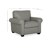 Orid 36" Leather Roll Arm Chair, Created for Macy's