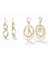 Italian Gold Glitter Twist Drop Earrings in 14k Gold