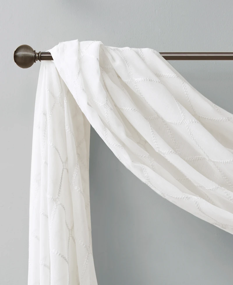 Madison Park Irina Diamond Sheer Embroidered Window Scarf Drapes