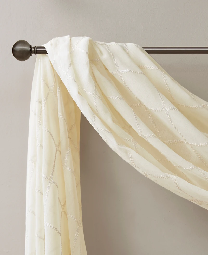 Madison Park Irina Diamond Sheer Embroidered Window Scarf Drapes