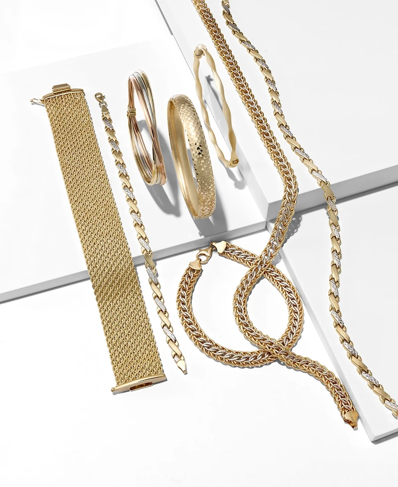 10k Gold and White Gold Bracelet, Two-Tone X Bracelet