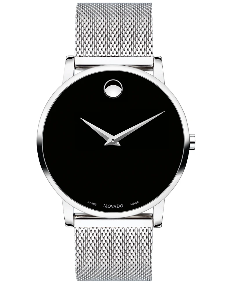 Movado Unisex Swiss Museum Classic Stainless Steel Mesh Bracelet Watch 40mm