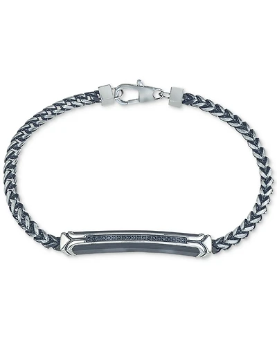 Esquire Men's Jewelry Diamond Link Bracelet (1/10 ct. t.w.) in Black or Blue Ion-Plated Stainless Steel, Created for Macy's