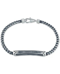Esquire Men's Jewelry Diamond Link Bracelet (1/10 ct. t.w.) in Black or Blue Ion-Plated Stainless Steel, Created for Macy's