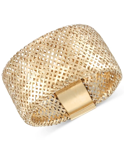 Italian Gold Openwork Mesh Stretch Ring in 14k Gold, Made in Italy