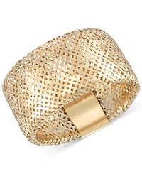 Italian Gold Openwork Mesh Stretch Ring in 14k Gold, Made in Italy