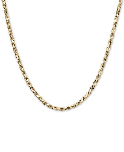 Italian Gold Diamond Cut Rope 22" Chain Necklace (4mm) in 14k Gold, Made in Italy