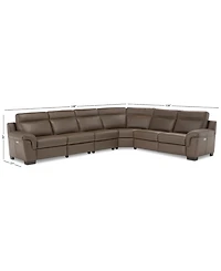 Closeout! Julius 150" Ii 6-Pc. Leather Sectional Sofa With 2 Power Recliners, Power Headrests & Usb Power Outlet, Created for Macy's