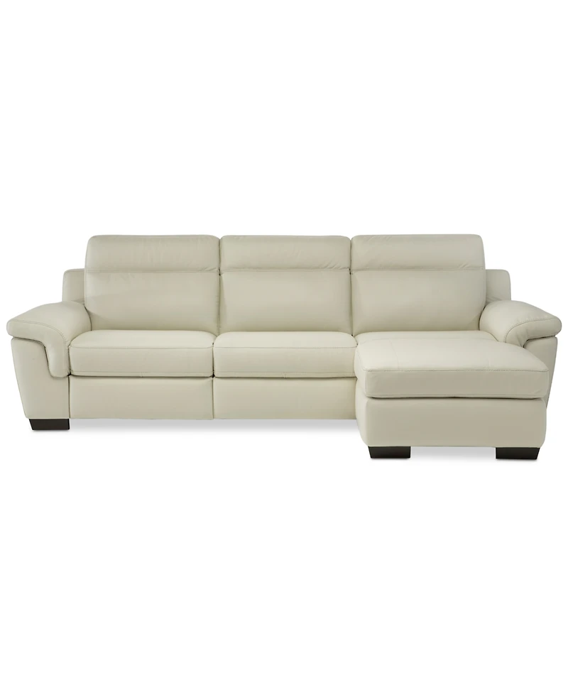 Closeout! Julius Ii 3-Pc. Leather Sectional Sofa With 1 Power Recliner, Power Headrests, Chaise And Usb Power Outlet