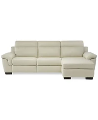 Closeout! Julius Ii 3-Pc. Leather Sectional Sofa With 1 Power Recliner, Power Headrests, Chaise And Usb Power Outlet
