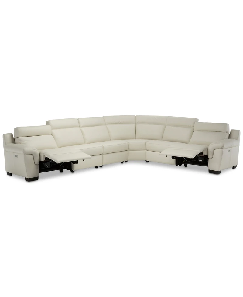Closeout! Julius 150" Ii 6-Pc. Leather Sectional Sofa With 2 Power Recliners, Power Headrests & Usb Power Outlet, Created for Macy's