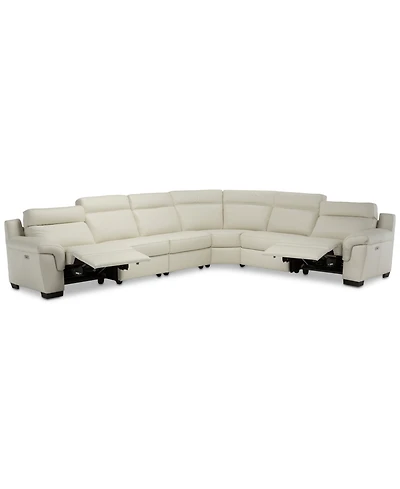Closeout! Julius 150" Ii 6-Pc. Leather Sectional Sofa With 2 Power Recliners, Power Headrests & Usb Power Outlet, Created for Macy's