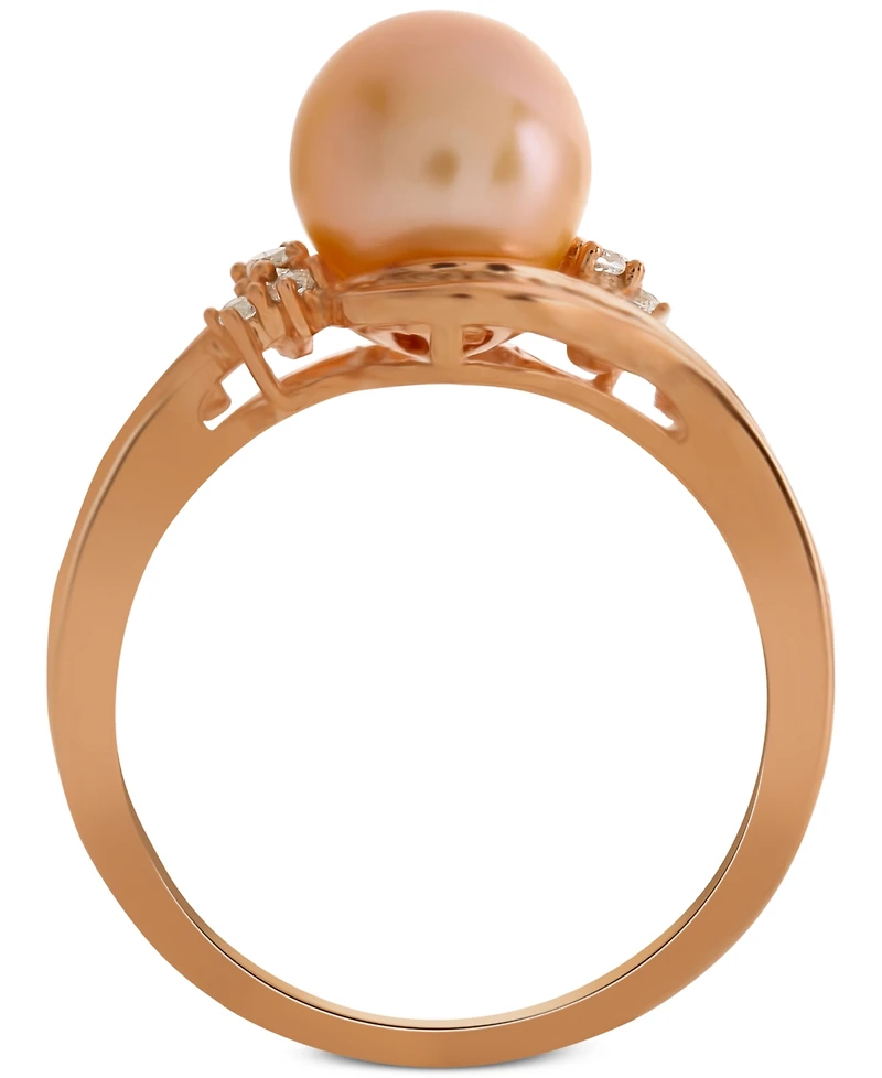 Pink Cultured Freshwater Pearl (8mm) & Diamond (1/4 ct. t.w.) Swirl Ring 14k Rose Gold