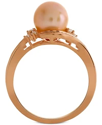 Pink Cultured Freshwater Pearl (8mm) & Diamond (1/4 ct. t.w.) Swirl Ring 14k Rose Gold