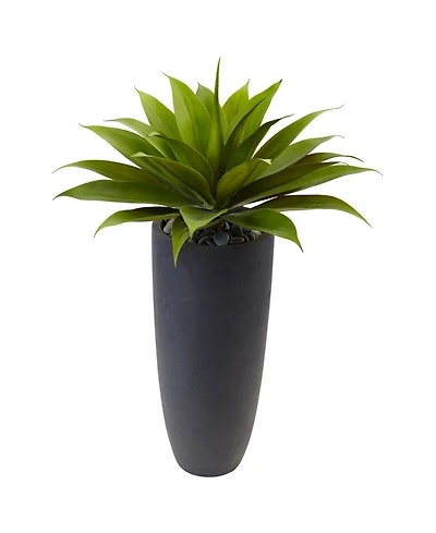 Nearly Natural 38" Agave Artificial Plant in Gray Cylinder Planter