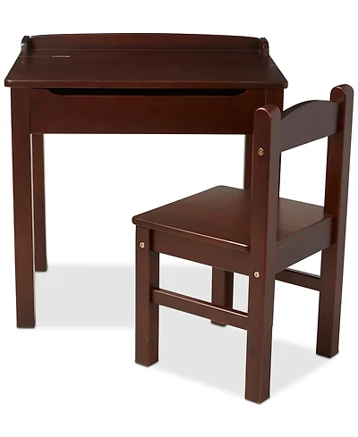 Wooden Lift-Top Desk & Chair