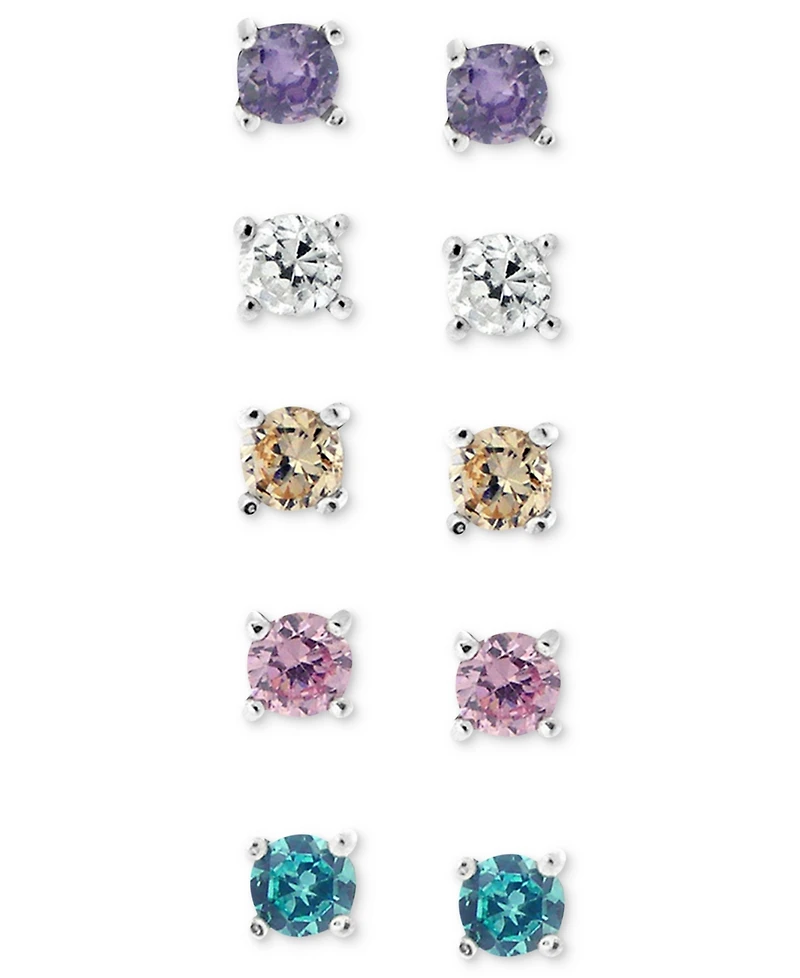 Giani Bernini Sterling Silver Earring Set, Multicolor Cubic Zirconia Five Stud Earring Set (1 ct. t.w.)