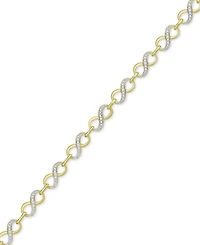 Diamond Accent Infinity Link Bracelet 18k Gold over Silver-Plate