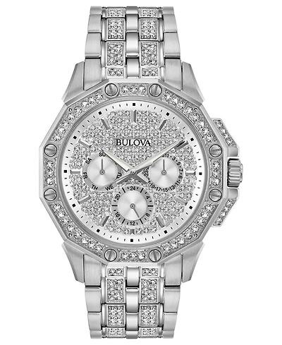Bulova Men's Stainless Steel & Crystal-Accent Bracelet Watch 41.5mm