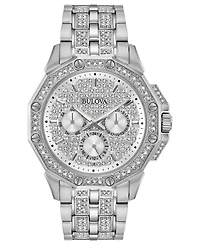 Bulova Men's Stainless Steel & Crystal-Accent Bracelet Watch 41.5mm