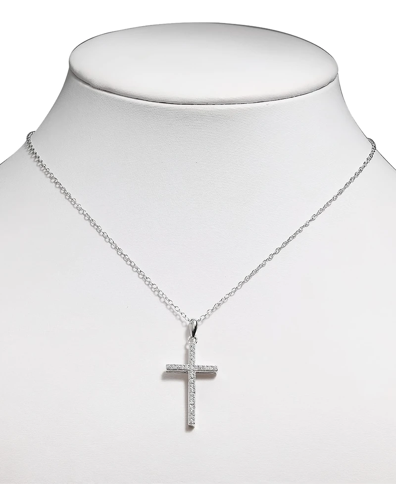Giani Bernini Cubic Zirconia Cross Pendant Necklace and Stud Earrings Set in Sterling Silver, Created for Macy's