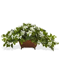 Nearly Natural Bougainvillea Artificial Plant in Metal Planter