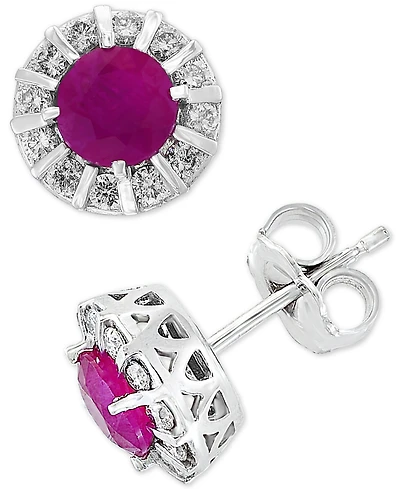 Effy Tanzanite (9/10 ct. t.w.) & Diamond (1/3 Stud Earrings 14k White or Yellow Gold (Also available Ruby, Emerald Sapphire)