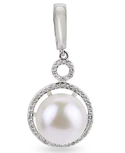 White Cultured Freshwater Pearl and White Topaz Enhancer in Sterling Silver