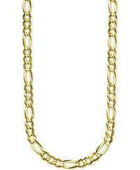 Italian Gold Figaro Link Chain Necklace 5mm Collection In Solid 14k Gold