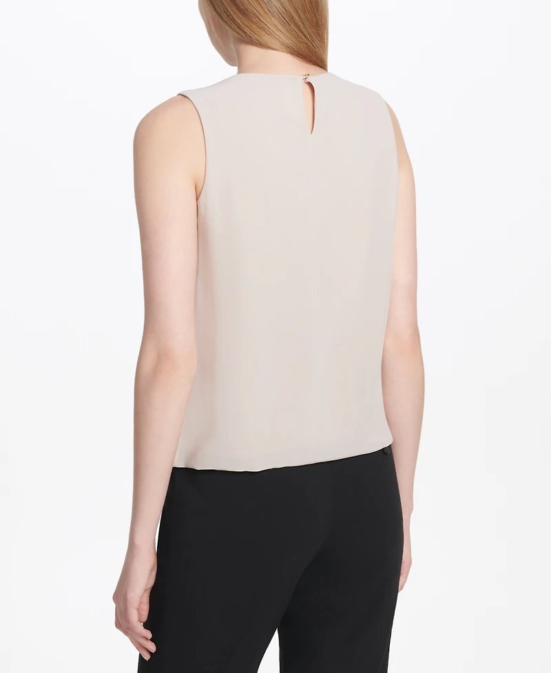 Calvin Klein Sleeveless Pleated Blouse