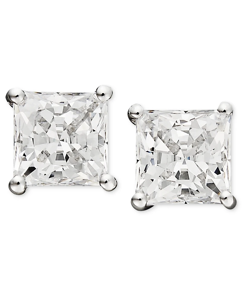 Arabella 14k White Gold Earrings, Cubic Zirconia Princess Cut Stud Earrings (3-3/4 ct. t.w.)