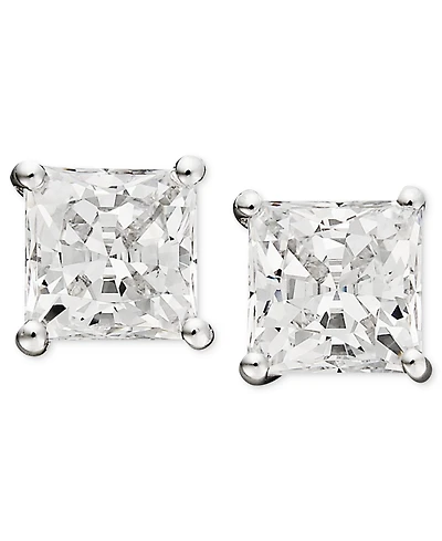 Arabella 14k White Gold Earrings, Cubic Zirconia Princess Cut Stud Earrings (3-3/4 ct. t.w.)