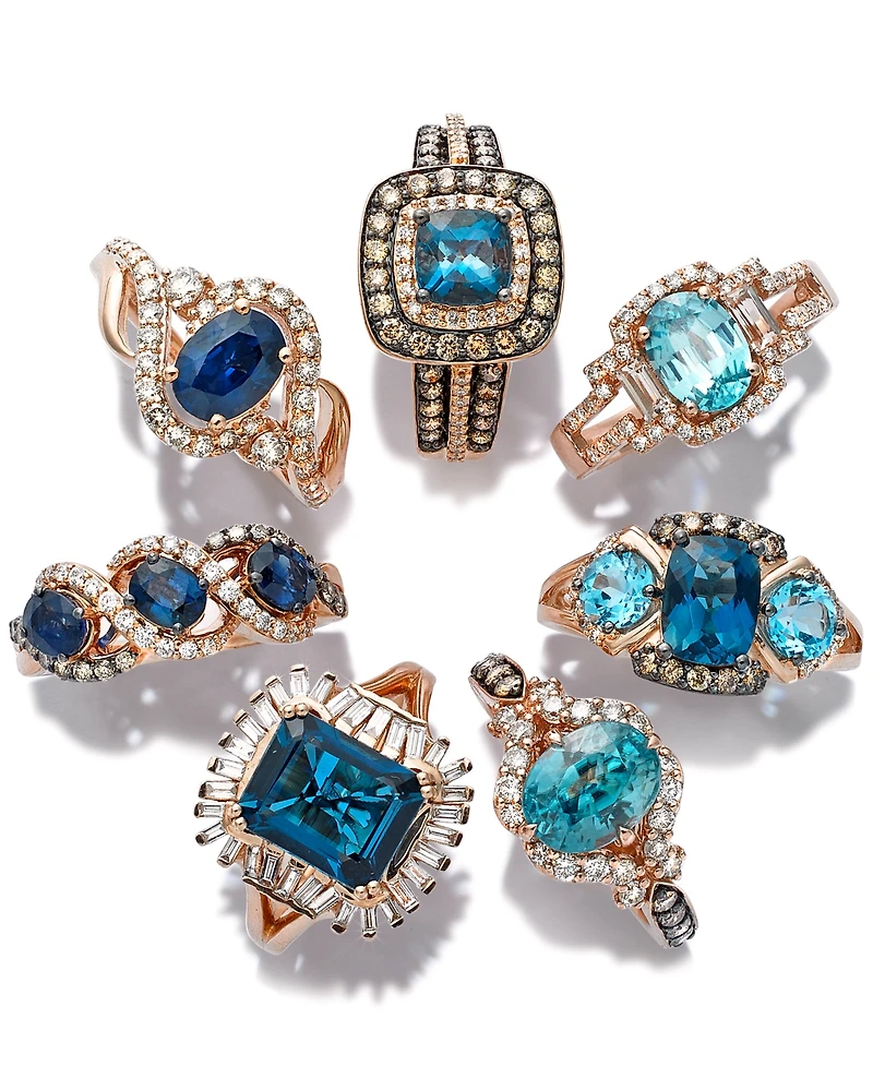 Le Vian Chocolatier Blue Topaz (2-5/8 ct. t.w.) and Diamond (1/5 Ring 14k Rose Gold, Created for Macy's