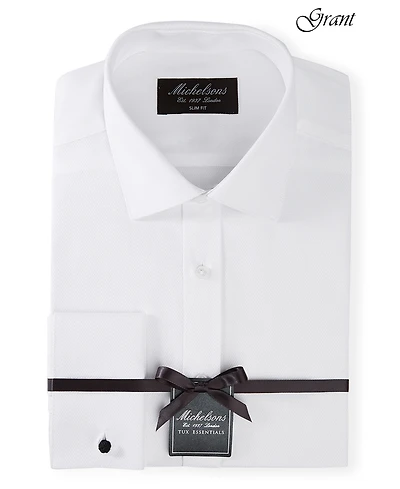 Michelsons of London Men's Slim-Fit Solid French Cuff Tuxedo Shirt