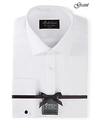 Michelsons of London Men's Slim-Fit Solid French Cuff Tuxedo Shirt