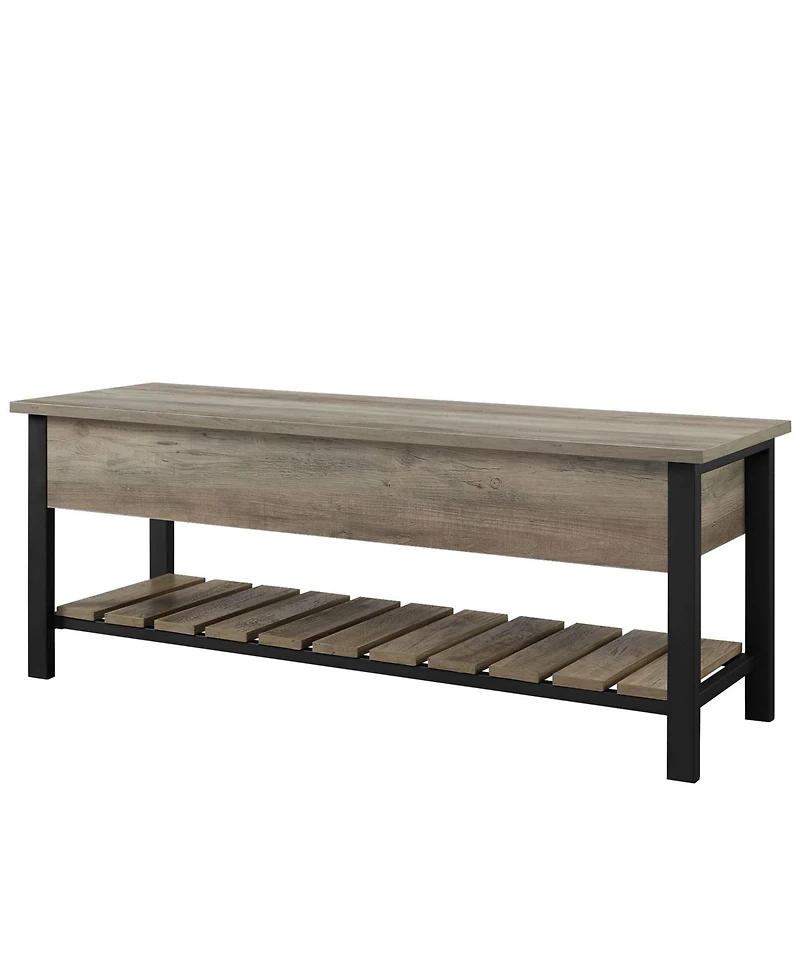 48" Open-Top Storage Bench with Shoe Shelf - White Oak