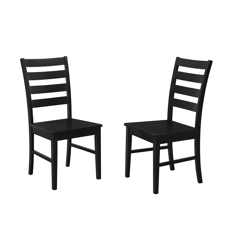 Wood Ladder Back Dining Chair, Set of 2 - Black