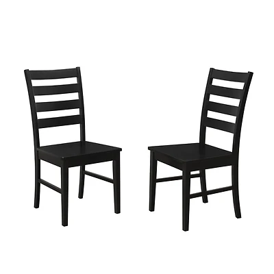 Wood Ladder Back Dining Chair, Set of 2 - Black