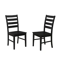 Wood Ladder Back Dining Chair, Set of 2 - Black
